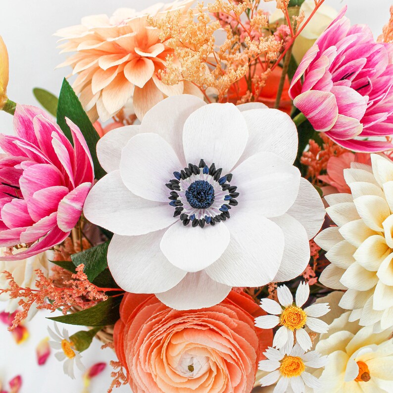 Paper Flower Basket Paper Flower Arrangement Flower Basket Etsy