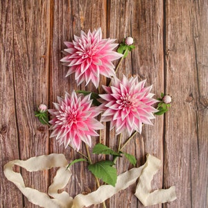 Crepe paper dahlia flower bouquet, paper flower arrangement, real touch dahlia, artificial dahlia flowers, handmade paper flowers for decor