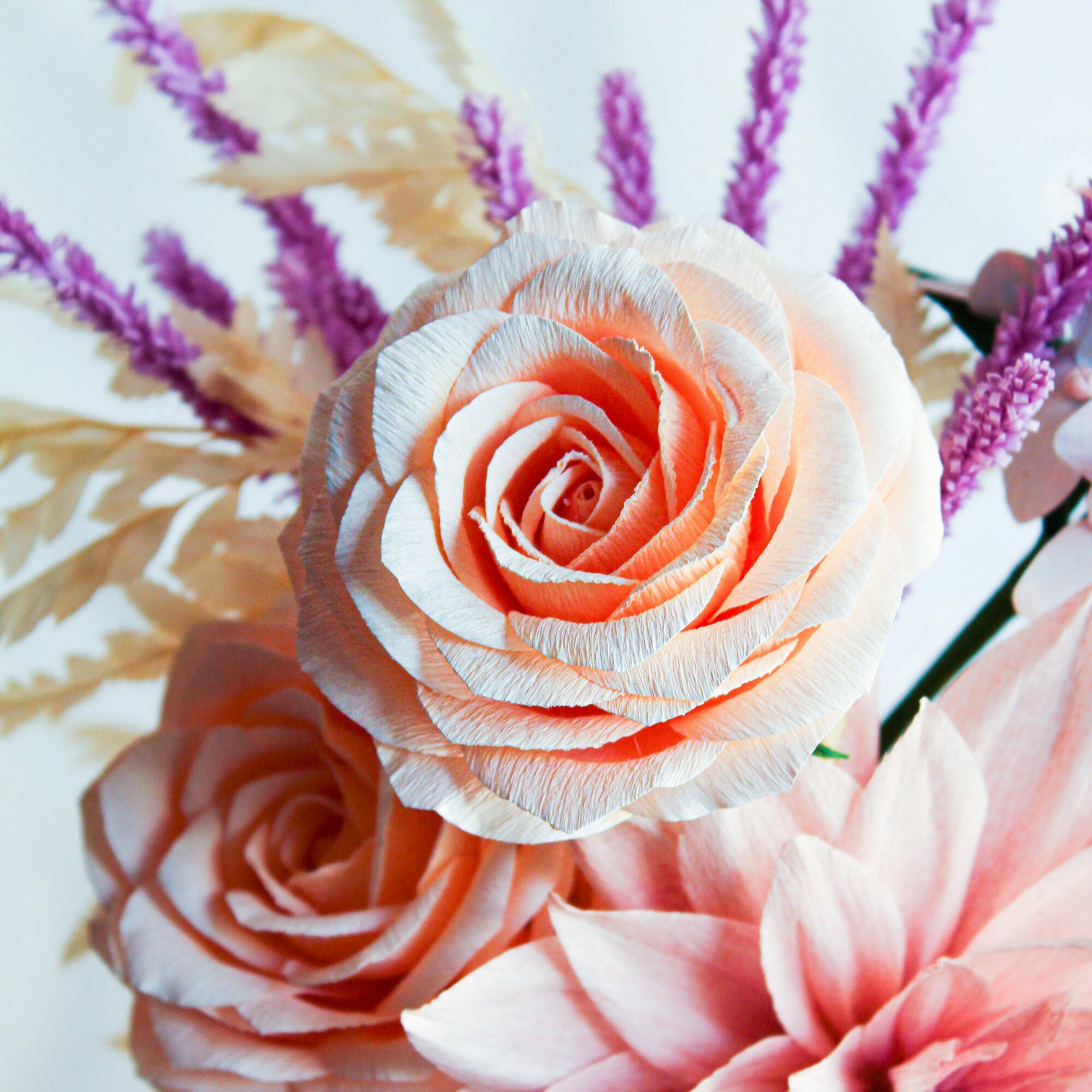 Handmade Crepe Paper Flower Arrangement Realistic Flower Etsy