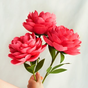 Fiori di peonia in carta crespa color rosa corallo, bouquet di fiori di carta fatti a mano, composizione di peonie, fiori di carta per decorazioni, regali di ringraziamento per gli insegnanti