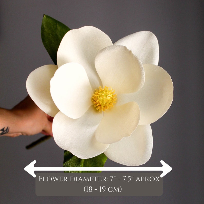 Crepe paper flowers magnolia stems, realistic paper flowers, paper magnolia flower gift, southern magnolia, handmade paper flowers for decor