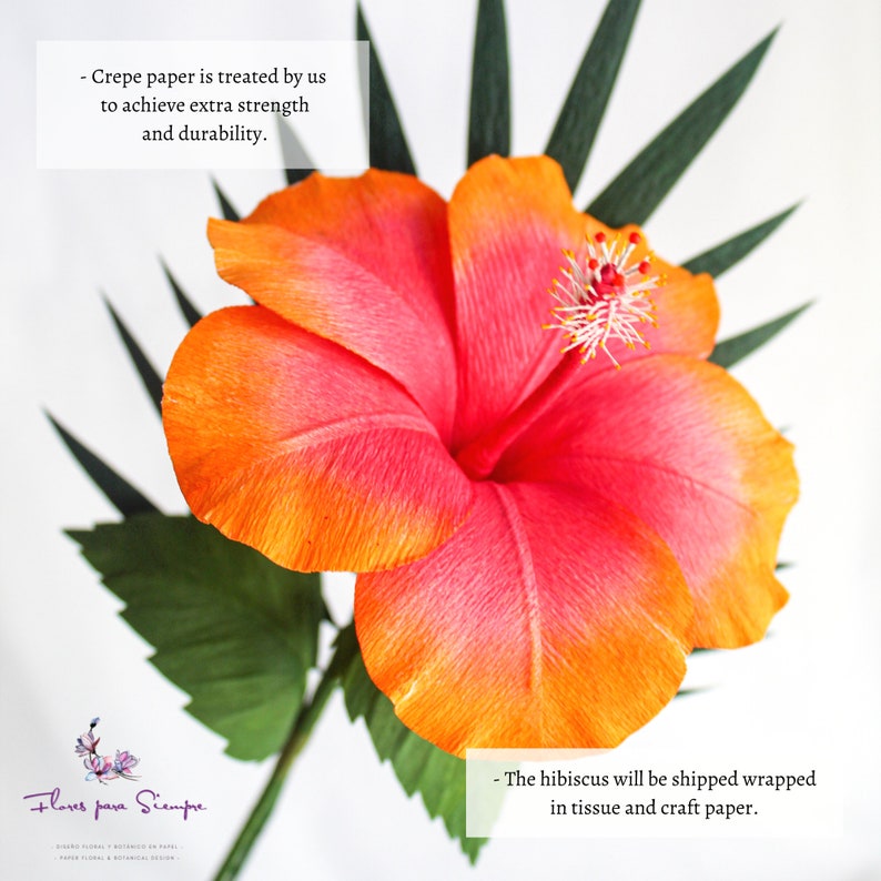 Hawaiian Hibiscus Paper Flower Crepe Paper Flowers Etsy