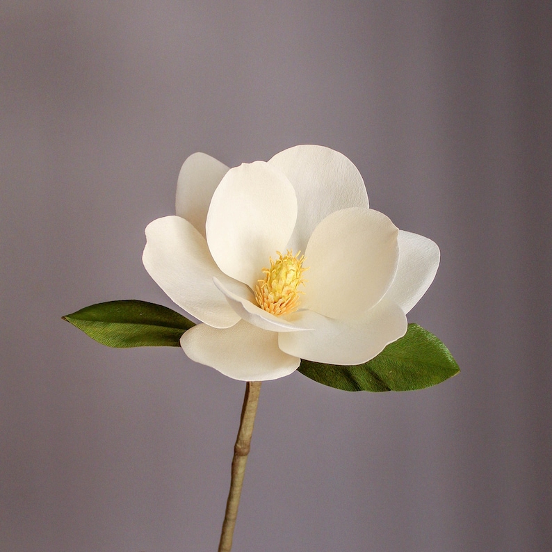 Crepe paper flowers magnolia stems, realistic paper flowers, paper magnolia flower gift, southern magnolia, handmade paper flowers for decor