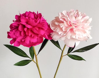 Realistic crepe paper peony stems, DIY Wedding bouquet, paper anniversary gift, bedroom decor