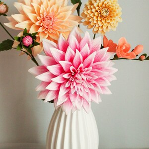 Crepe paper dahlia flower bouquet, paper flower arrangement, real touch dahlia, artificial dahlia flowers, handmade paper flowers for decor