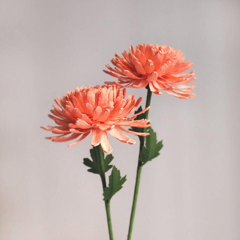 Chrysanthemums Paper Flower Arrangement Realistic Crepe Paper Etsy