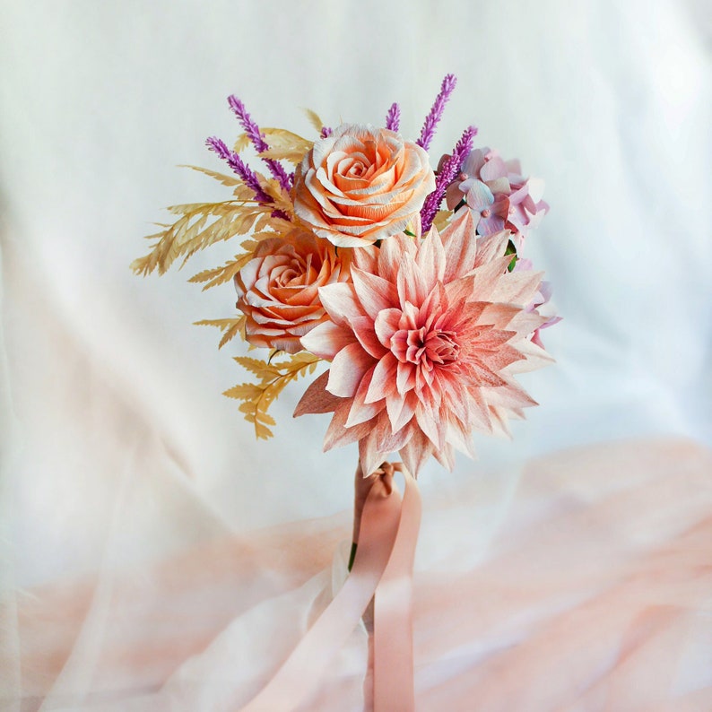 Handmade Crepe Paper Flower Arrangement Realistic Flower Etsy