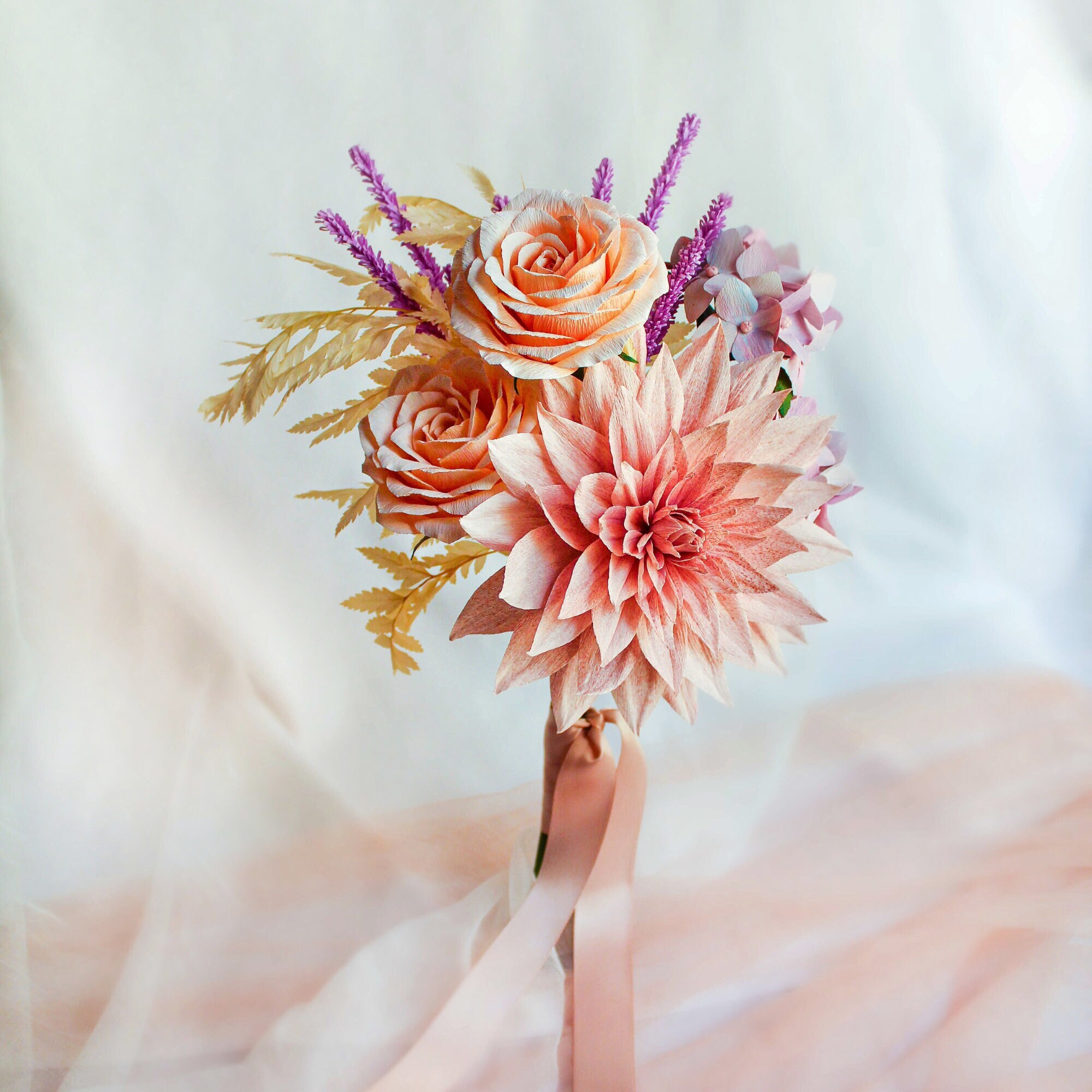 Handmade Crepe Paper Flower Arrangement Realistic Flower Etsy