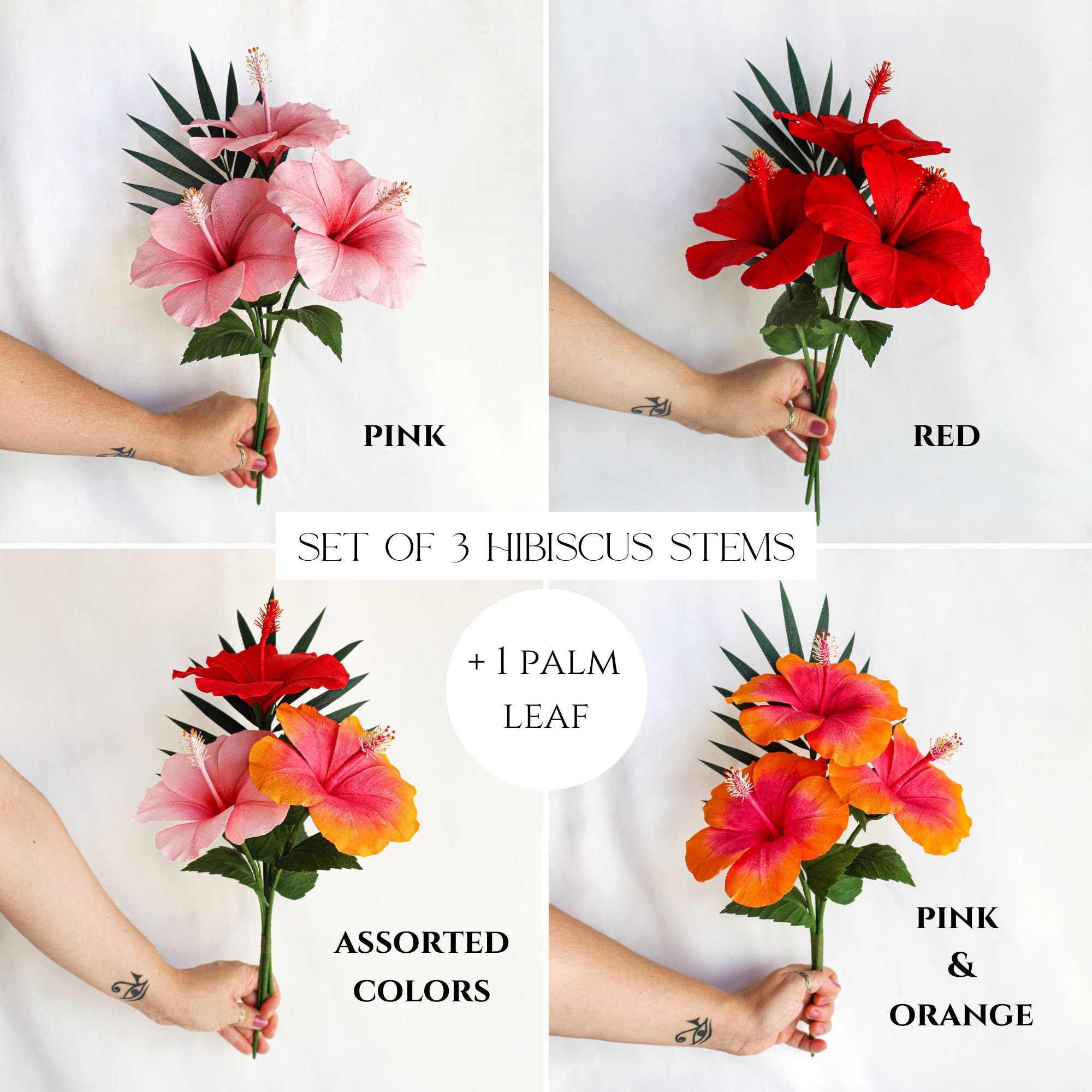 JarThenaAMCS Hawaiianische Papiertüten Mit Hibiskus-Design – 24 Stück, Inkl. 30 Blatt Seidenpapier