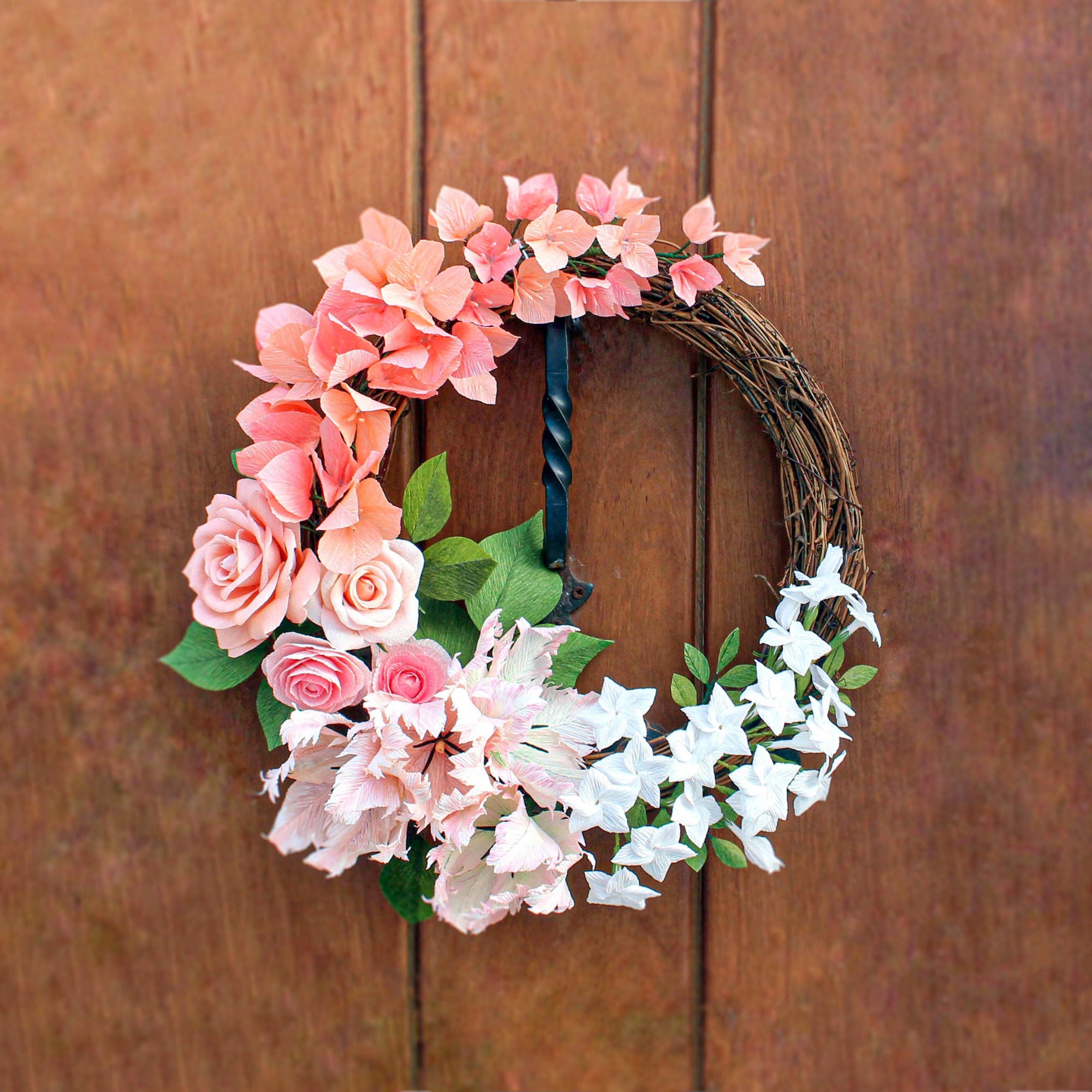 Flower Door Wreath Paper Flower Wreath Spring Wreaths for Etsy