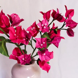 Steli di fiori di carta di bouganville, composizioni di fiori di carta crespa, fiori tropicali per bouquet da sposa, fiori di carta fatti a mano per decorazioni