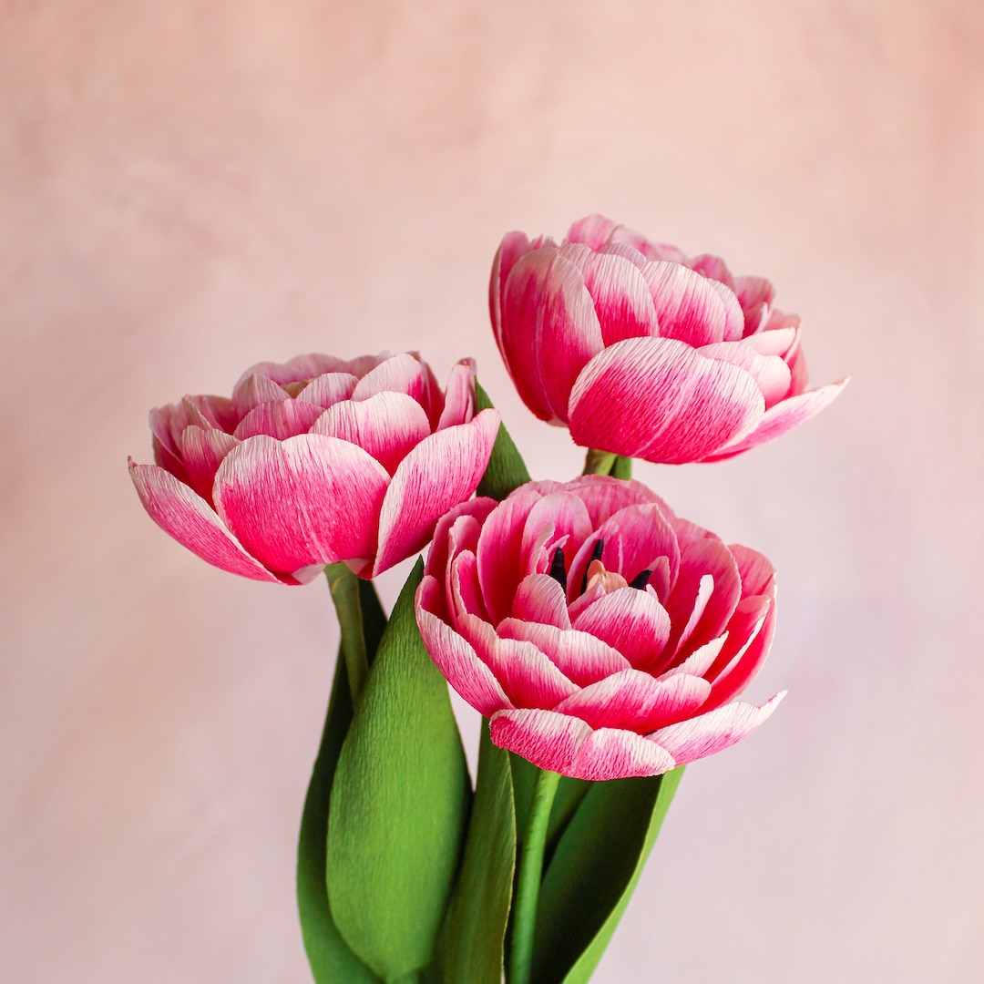 Crepe Paper Tulip Flowers Bouquet, Crepe Paper Flowers Arrangements