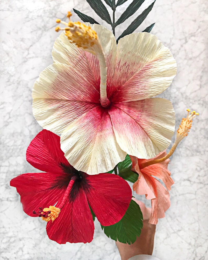 Hibiscus en papier crêpé bouquet d'hibiscus bouquet de Etsy