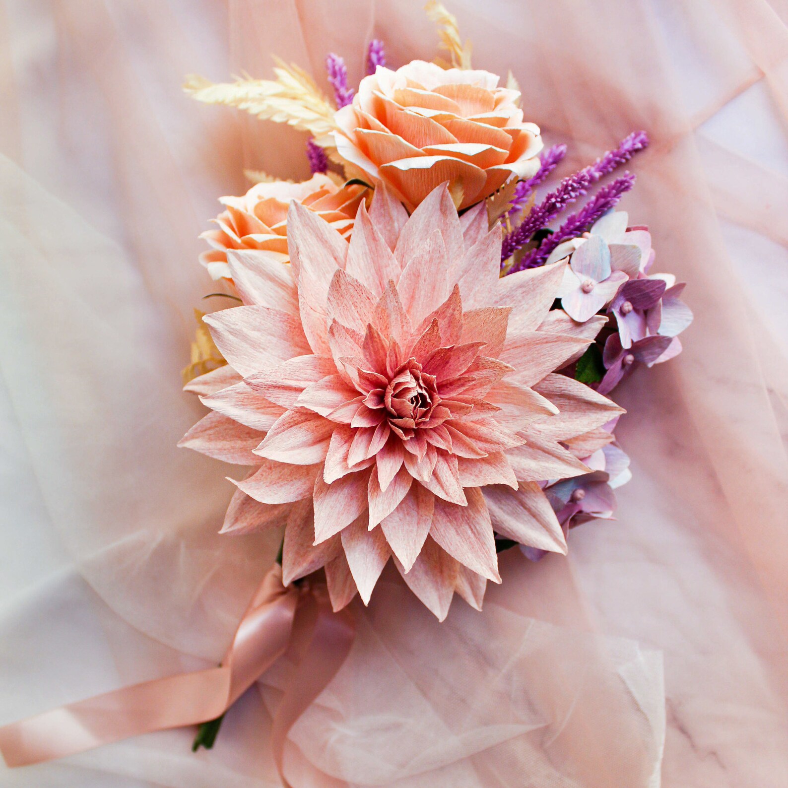 Handmade Crepe Paper Flower Arrangement Realistic Flower Etsy