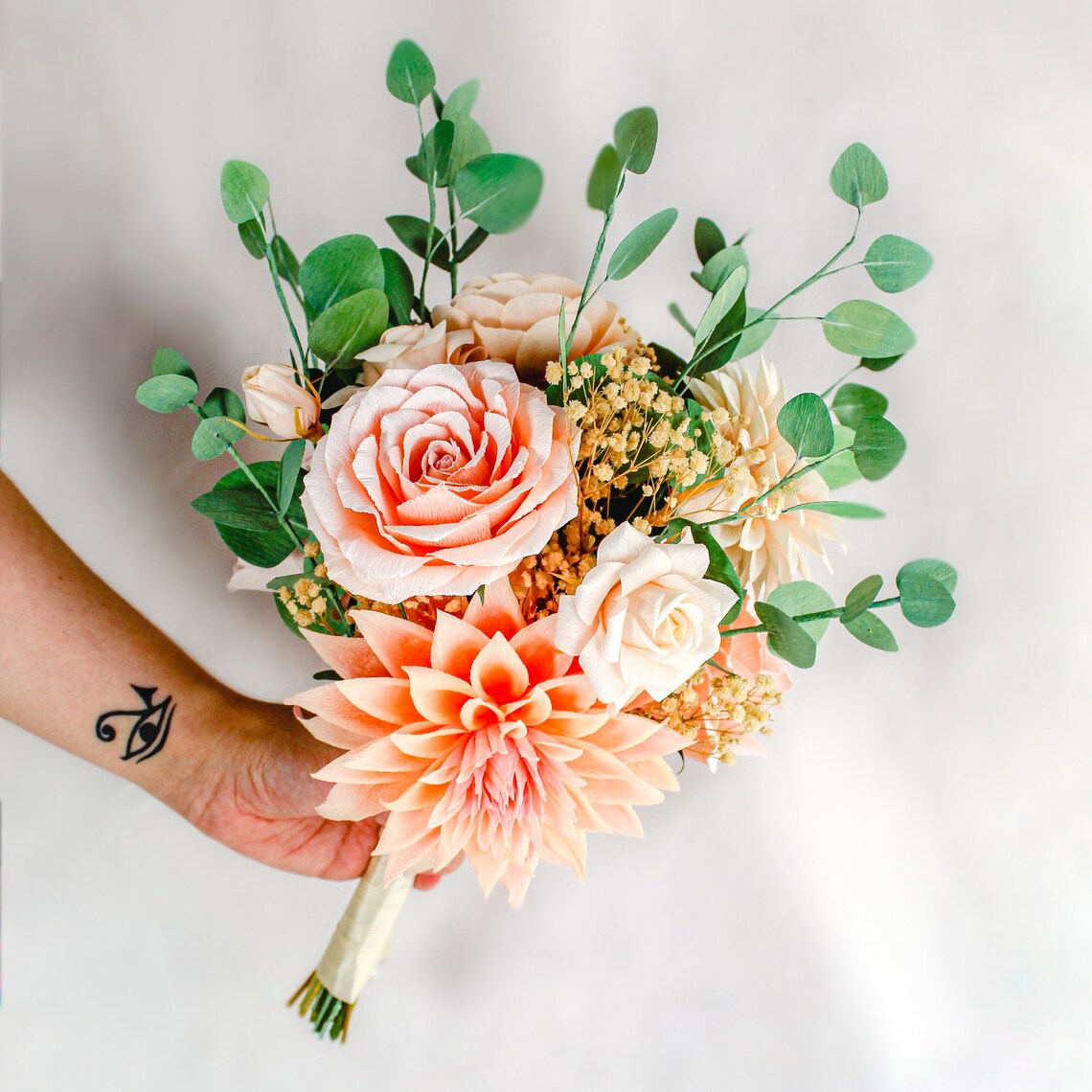 Crepe Paper Flowers Wedding Bouquet Summer Bridal Bouquet Etsy