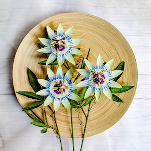 Fiore della passione in carta crespa, composizione di fiori di passiflora, bouquet di carta tropicale, fiori estivi per matrimoni, fiori di carta fatti a mano per decorazioni
