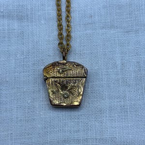 Vintage Brass Snuff Holder Pendant Necklace