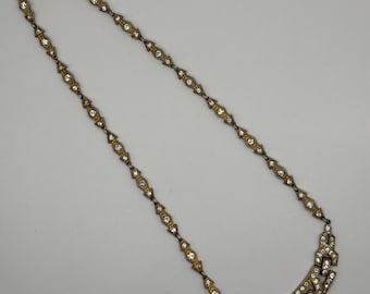 Vintage/Art Deco Gold Tone Rhinestone Necklace