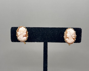 Vintage 12k Gold Filled Cameo Screw Back Earrings