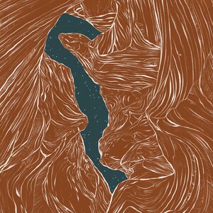 Antelope Canyon Western Downloadable Print terracotta and blue