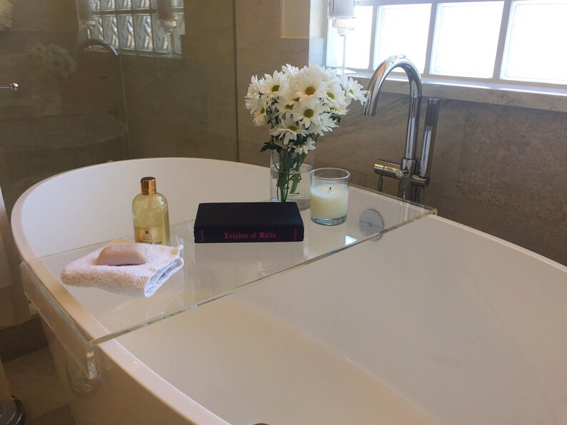 Designer Acrylic Bathtub Caddy Clear Bath Shelf