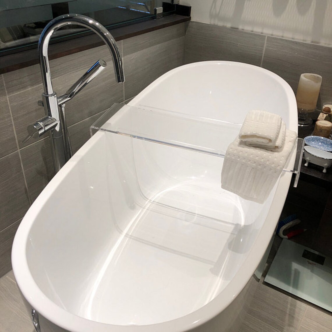 Acrylic Bathtub Caddy Clear Bath shelf Etsy