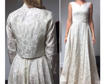 1940s Ivory wedding dress and jacket, 40s Wedding Dress, Size XS