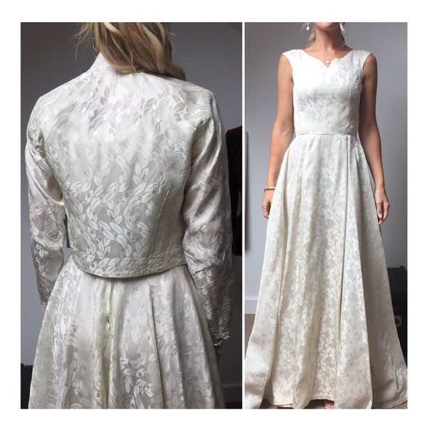 Abito da sposa e giacca in avorio degli anni '40, abito da sposa anni '40, taglia XS