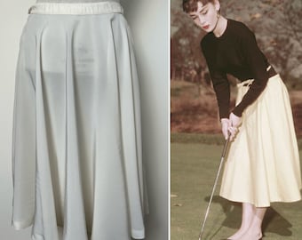 1950s Full Circle Skirt, 1950s Sportswear, 1950s White Skirt, 1950s PRAGODEY Skirt