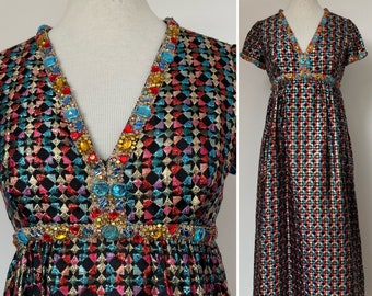 1960s MALCOLM STARR by RIZKALLAH Gown, 1960s 1970s Malcolm Starr Dress, 1960s 1970s Evening Dress, 1970s Lurex Dress, Designer, Couture