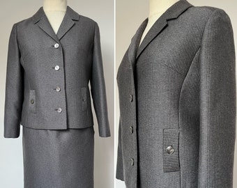 1960s CRESTA Skirt Suit, 1960s Mod Skirt Suit, Worsted Suit