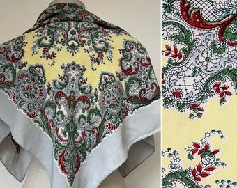 1940s Large Crepe Scarf, 1940s Scarf, 1940s Head Square