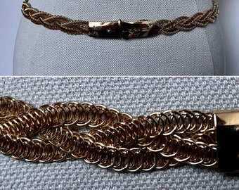80s Woven Wire Belt, 80s Gold Belt, 80s Gold Metal Belt
