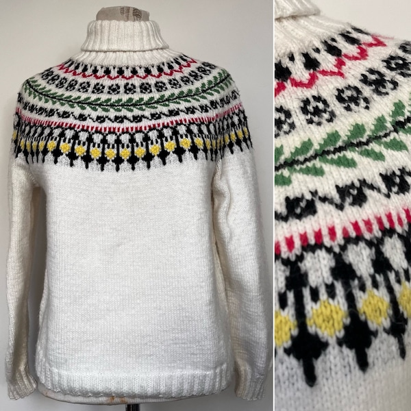 1960s Hand Knitted Jumper, 1960s Fairisle Jumper