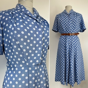 40s CC41 Dress, 40s Polka Dot Dress, 40s Day Dress, 40s Dress, Size 38”