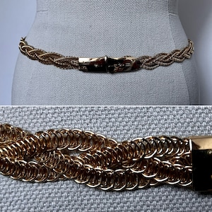 80s Woven Wire Belt, 80s Gold Belt, 80s Gold Metal Belt