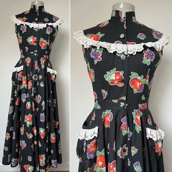 1940s Hostess Gown, Full Circle Skirt,  1940s House Dress, 1940s Maxi Dress, 1940s Dress