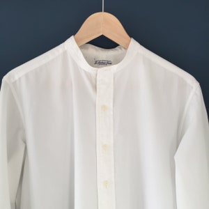 50s Collarless Shirt, 50s White Collarless Shirt, 50s Grandad Shirt