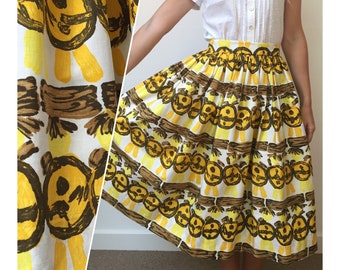 50s Novelty Print Skirt, 50s Skirt