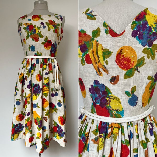 50s Linen Dress, 50s Sun Dress, 50s Summer Dress, 50s Ragazze Dress