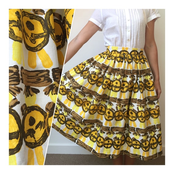 50s Novelty Print Skirt, 50s Skirt - image 1