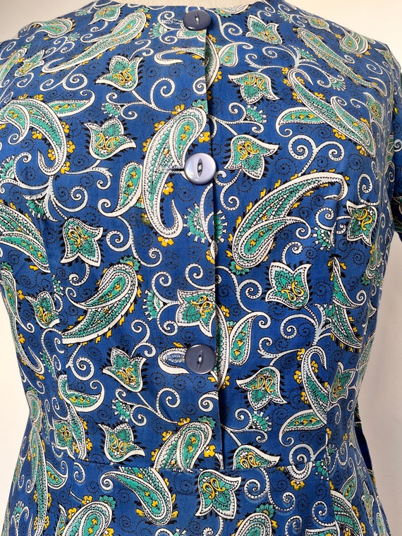 50s Banner Dress, 50s Day Dress, 50s dress, 50s Sun Dress, 50s Summer Dress, 50s Paisley Print View 4