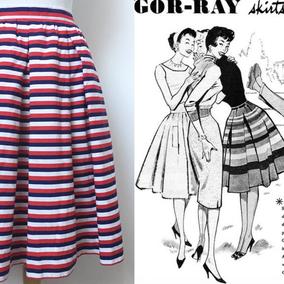 1950s GOR-RAY Skirt, 1950s Red White and Blue, 195