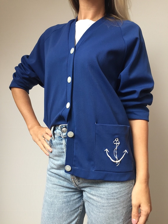 1950s 1960s Nautical Cardigan, 1950s Cardigan, 196