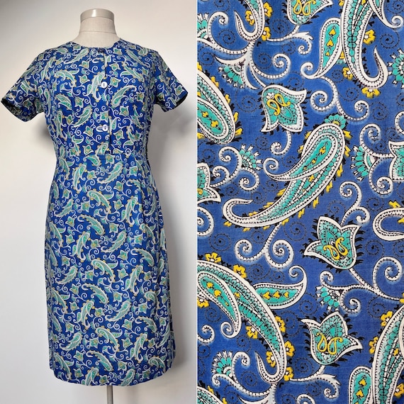 50s Banner Dress, 50s Day Dress, 50s dress, 50s Sun Dress, 50s Summer Dress, 50s Paisley Print