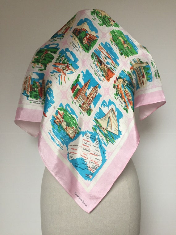 50s Souvenir Scarf, 50s Tourist Scarf, 50s Austral