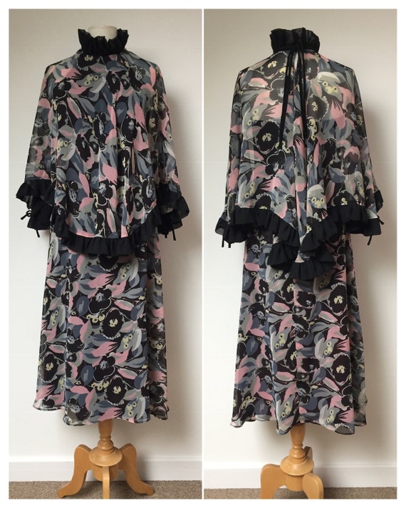 70s dress, 70s Simon Ellis dress, 70s evening dres