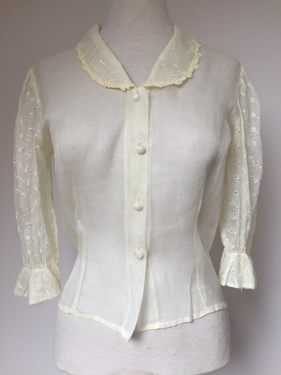 1940s 1950s Sheer Organza Blouse