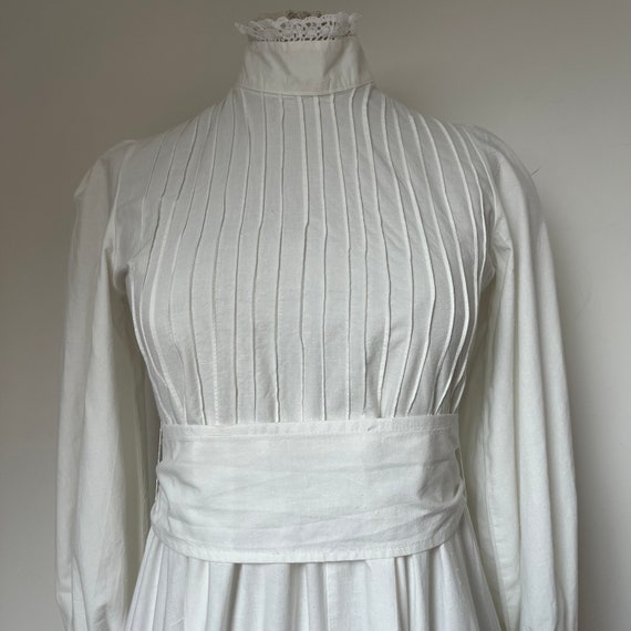 1970s LAURA ASHLEY White Dress, Made in Wales, 19… - image 7