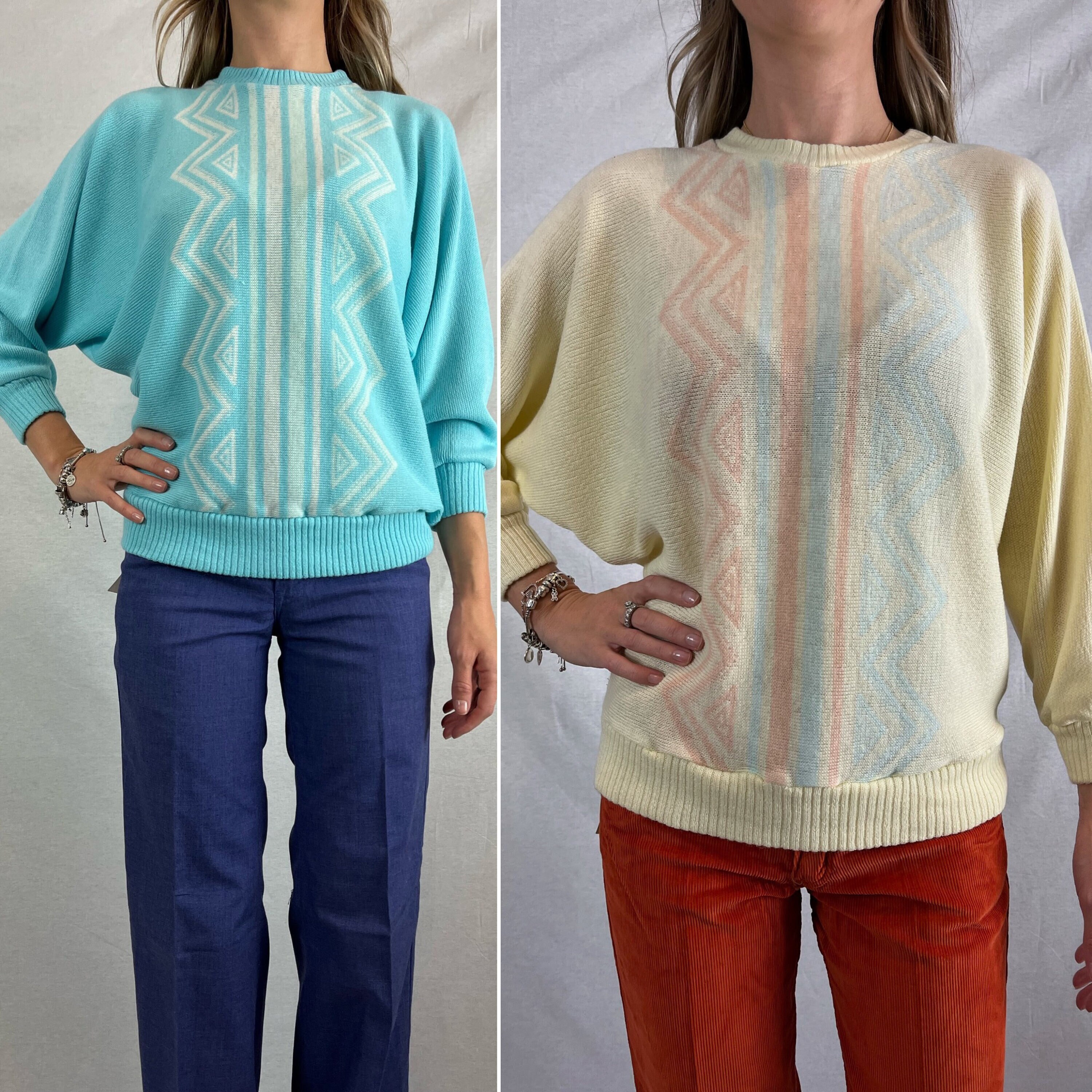 80s Does 50s Jumper 80s Dolman Sleeved 